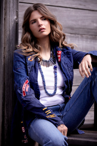 Denim Spike Choker Necklace