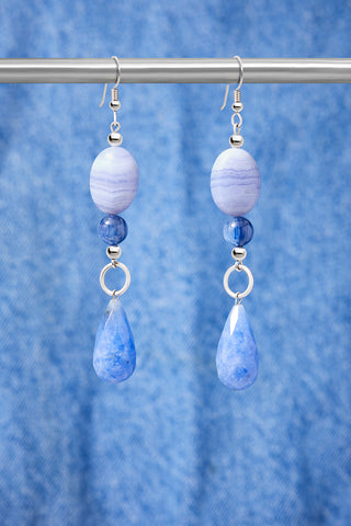 Faded Blue Denim Essence Earrings