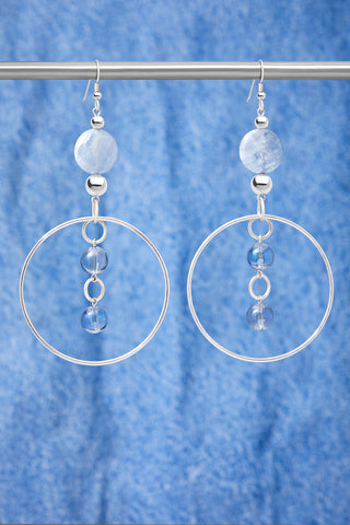 Celestine Blue Double Drop And Hoop Earrings