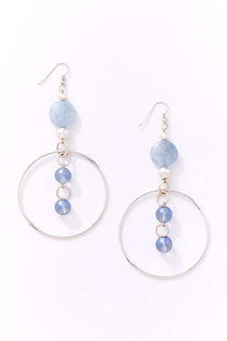 Celestine Blue Double Drop And Hoop Earrings