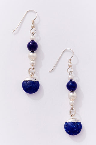 Lapis And Sterling Silver Circle Drop Earrings