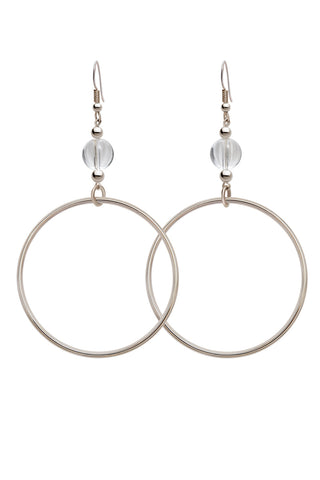 CRYSTAL QUARTZ CLASSIC STERLING SILVER HOOP EARRING
