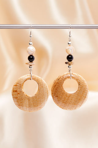 CREAM AND GOLD BANANA BARK EARRINGS
