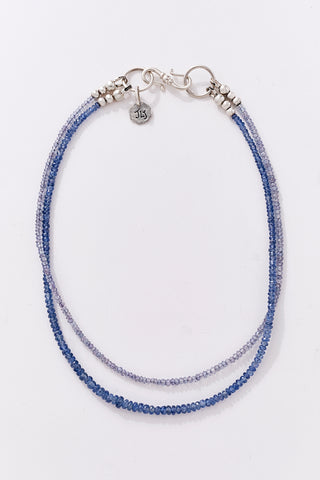 Double Stranded Shades of Blue Sapphire Choker Necklace