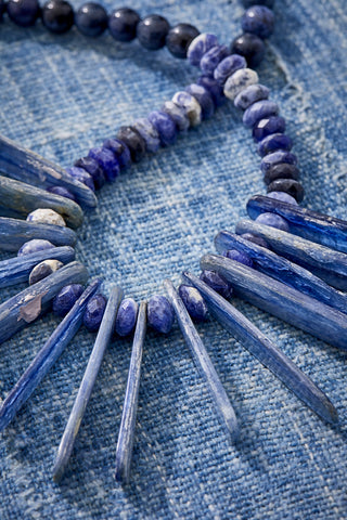 Denim Spike Choker Necklace