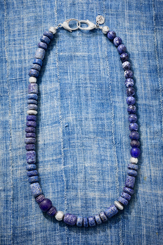 Chunky Blue Gemstone and Sterling Silver Necklace