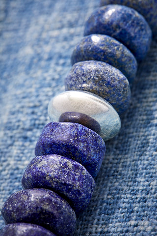 Chunky Blue Gemstone and Sterling Silver Necklace
