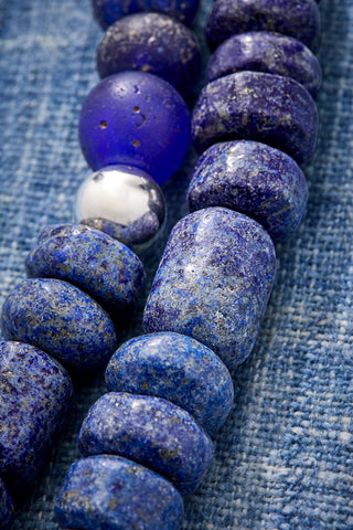 Chunky Blue Gemstone and Sterling Silver Necklace
