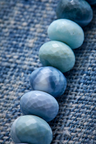 Denim Opal Chunky Chain Necklace With Rectangle Pendant Necklace