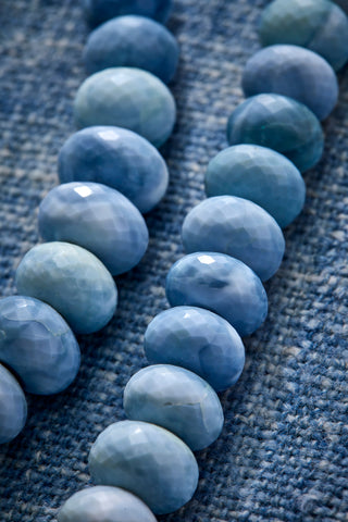 Denim Opal Chunky Chain Necklace With Rectangle Pendant Necklace