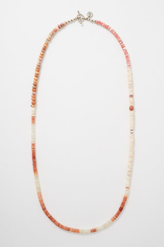 PINK AND FIRE OPAL SHELL NECKLACE