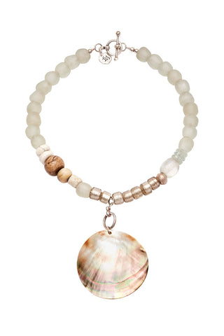 LUMINESCENT GLASS AND SHELL CHOKER NECKLACE