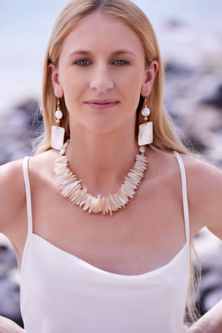 14K GOLD PEARL AND SILK SHELL EARRINGS