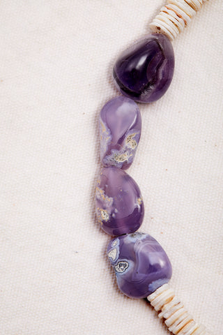 PURPLE CHALCEDONY AND AGATE SHELL NECKLACE