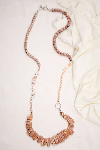 ULTRA LONG PINK MOONSTONE MERMAID NECKLACE