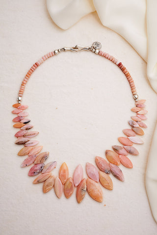 PINK OPAL LEAF CHOKER NECKLACE