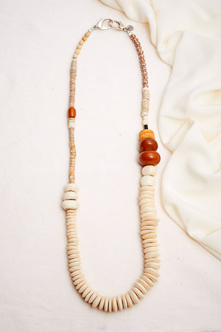 LONG CREAM AND AMBER GODDESS NECKLACE