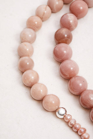 ULTRA LONG PINK MOONSTONE MERMAID NECKLACE