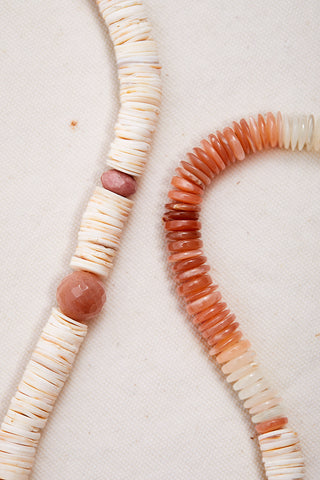 PINK AND FIRE OPAL SHELL NECKLACE