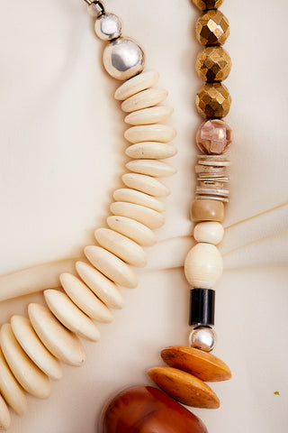 CREAM AND AMBER GODDESS CHOKER NECKLACE