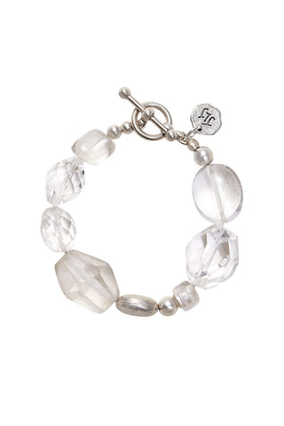 MODERN CRYSTAL QUARTZ AND STERLING SILVER BRACELET