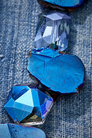 Metallic Royal Blue Quartz Choker Necklace
