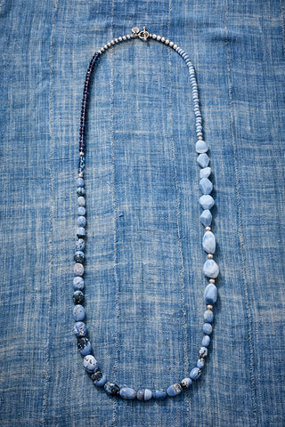 Deep Mystic Blue Topaz And Denim Blue Opal Necklace