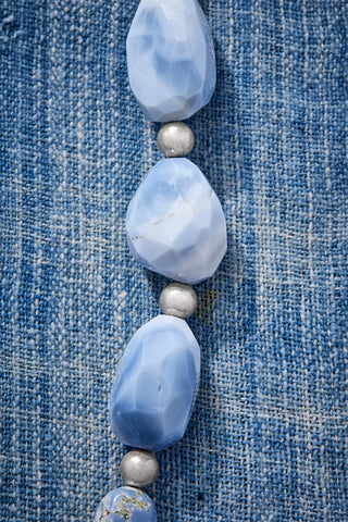 Deep Mystic Blue Topaz And Denim Blue Opal Necklace