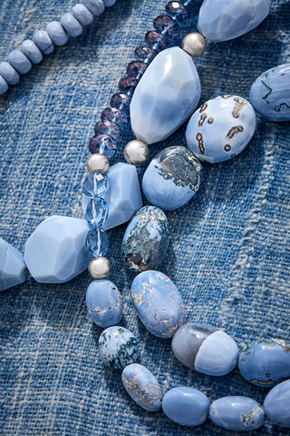 Deep Mystic Blue Topaz And Denim Blue Opal Necklace