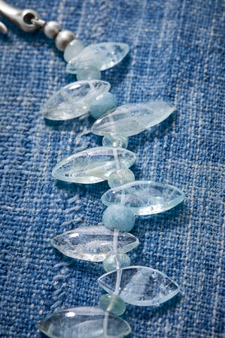 Aquamarine Leaf Choker Necklace