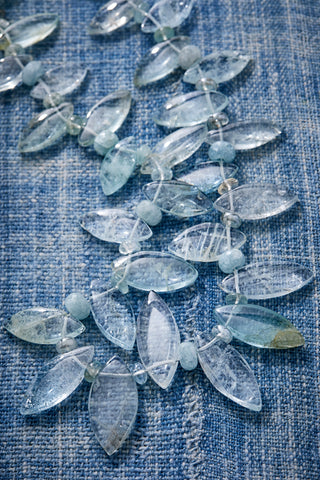 Aquamarine Leaf Choker Necklace