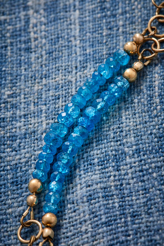 14k Gold London Blue Briolette Choker Necklace