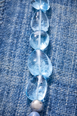 Luminous Blue Topaz and Denim Opal Necklace