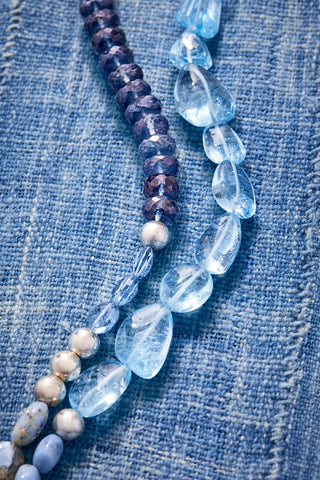 Luminous Blue Topaz and Denim Opal Necklace