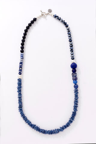 Rugged Denim and Gemstones Necklace
