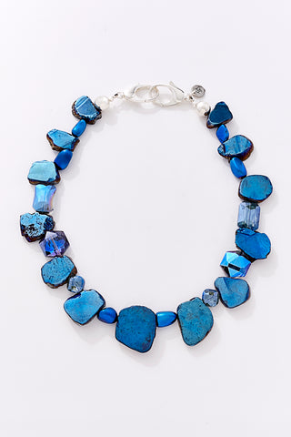 Metallic Royal Blue Quartz Choker Necklace