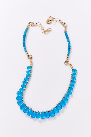 14k Gold London Blue Briolette Choker Necklace