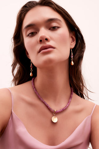 14K GOLD MYSTIC PINK TOPAZ GIRLY GIRL EARRINGS