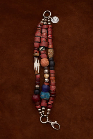 TRIPLE STRAND VIBRANT RED CAMPFIRE EARTH BRACELET