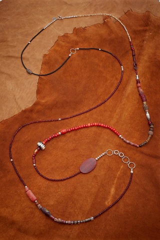 CAMPFIRE EARTH BOLD RED ULTRA LONG WRAP AROUND NECKLACE