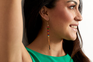 COLORFUL BRIGHT JOY GOLD BAR EARRINGS