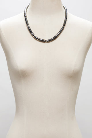 MODERN SLATE AND BLACK TUXEDO NECKLACE