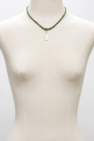 EMERALD NECKLACE WITH 14K GOLD RECTANGLE PENDANT