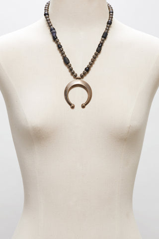 OXIDIZED STERLING SILVER AND VINTAGE NAJA NECKLACE