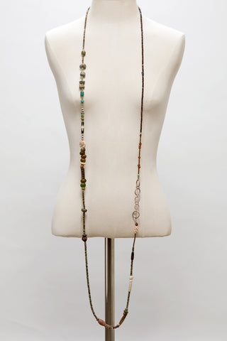 BLUE-GREEN TURQUOISE DRAGONFLY WRAP-AROUND NECKLACE