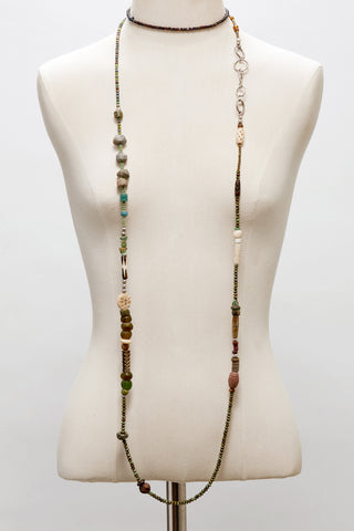 EXTRA LONG INDIGO AND BLACK DRAGONFLY WRAP-AROUND AROUND NECKLACE