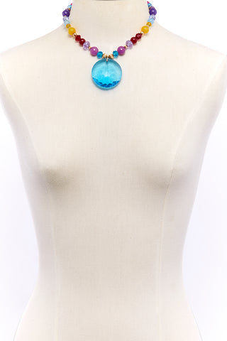 SOFT DREAMY NECKLACE WITH MESMERIZING LOLLIPOP BLUE PENDANT
