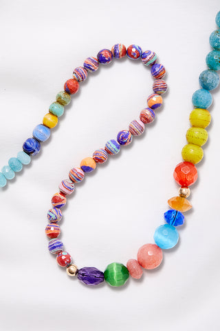 SKY BLUE ECLECTIC COLORFUL WORLD NECKLACE