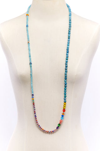 SKY BLUE ECLECTIC COLORFUL WORLD NECKLACE
