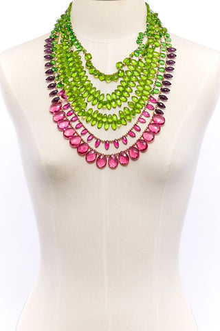 14K GOLD GREEN GARDEN OF LOVE MULTI-STRAND NECKLACE